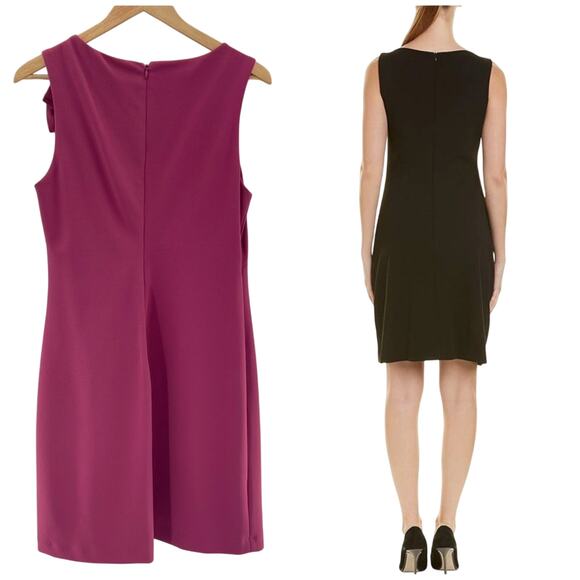 Betsey Johnson Mauve Pink Scuba Crepe Midi Dress with Shoulder Bow Dress Size 8 - Picture 8 of 14